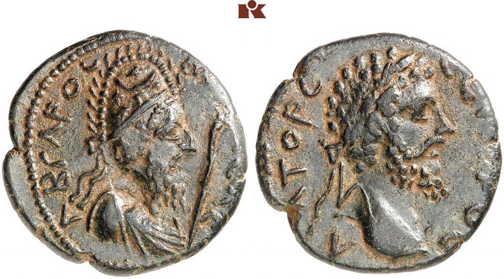Kupfermünze des Königs Abgar VIII. von Edessa und des römischen Kaisers Septimius Severus. Um 210 n. Chr. © F.-R. Künker