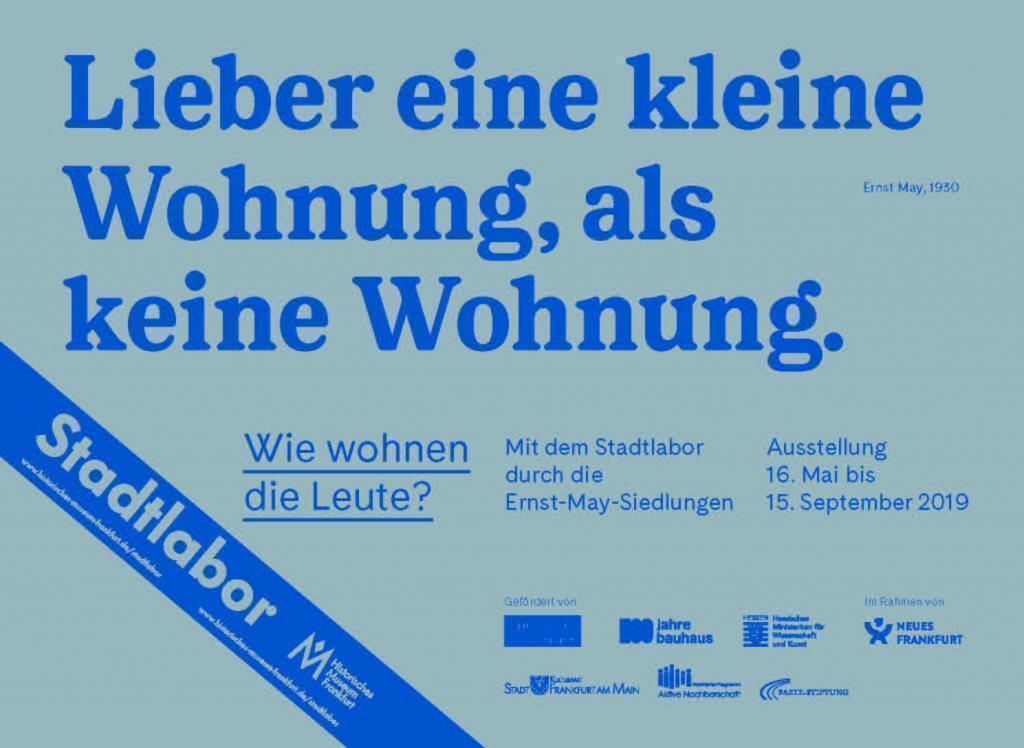 Ausstellungsplakat Wie wohnen die Leute? Mit dem Stadtlabor durch die Ernst-May-Siedlungen