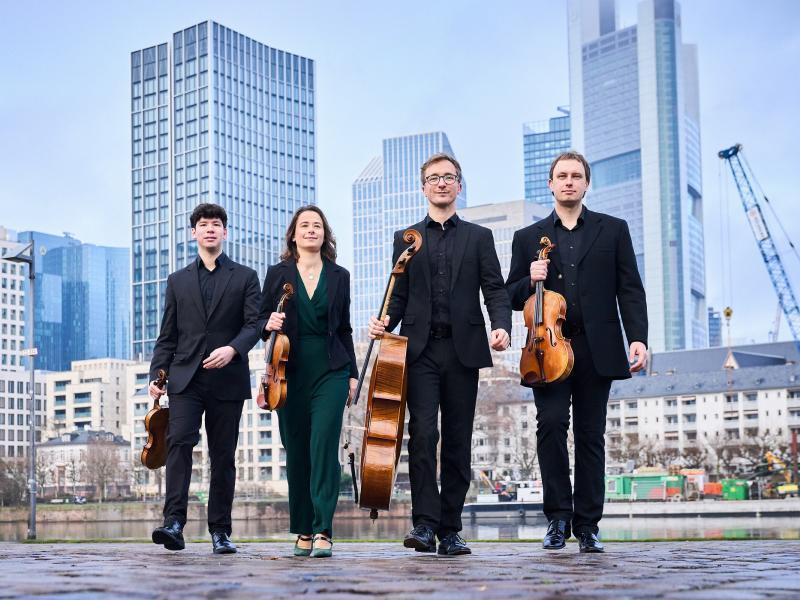 Eliot Quartett vor der Frankfurter Skyline Foto Kaupo Kikkas