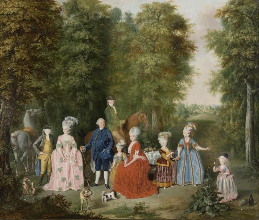 Johann Daniel Bager (1734-1815), Die Familie Johann NoëGogel II. im Freien © HMF Horst Yiegenfusy Abbildung des Gemäldes Die Familie Johann Noë Gogel II. im Freien von Johann Daniel Bager (1734-1815)