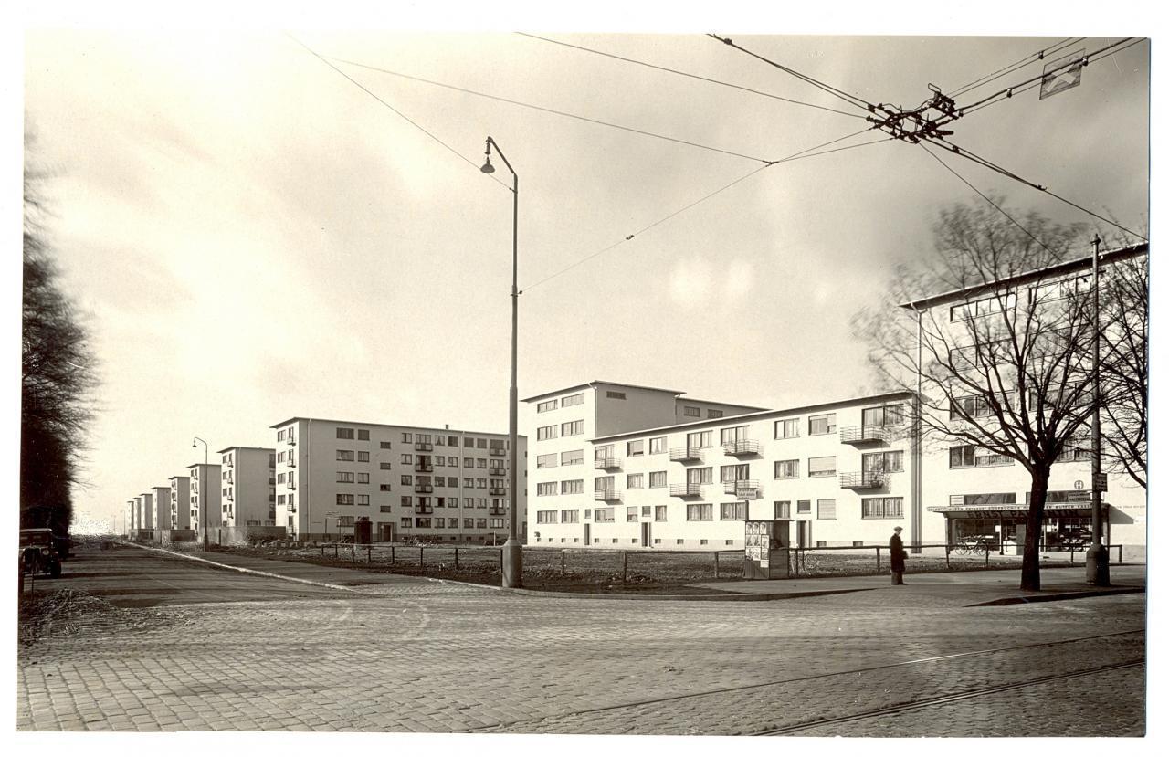 Ein Schwarz-Weiß-Foto von der Carl-von-Weinberg-Siedlung